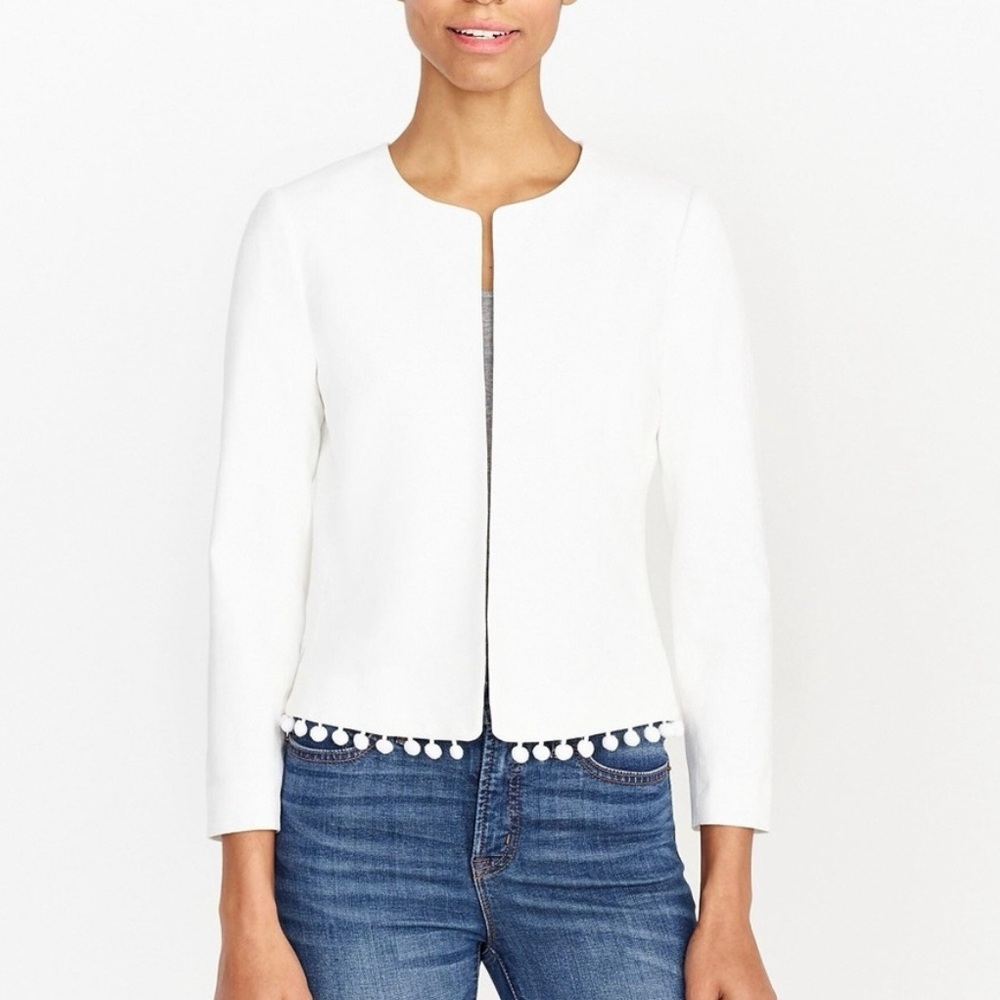 NEW J. Crew Cropped jacket with Pom-poms